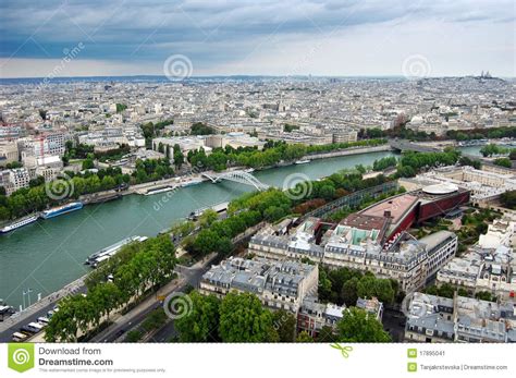 Panoramic View Of Paris From Eiffel Tower Stock Image