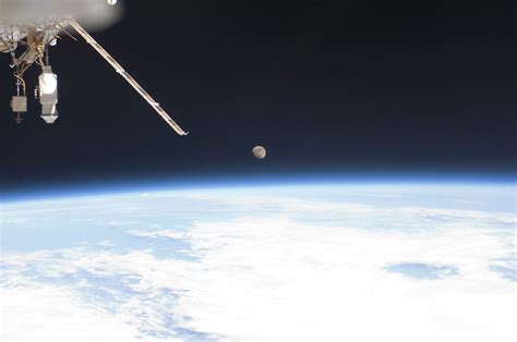 Moon On Earths Horizon Nasa International Space Station