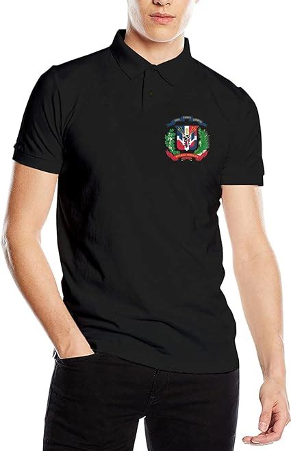 Flag Of The Dominican Republic Mens Polo Shirt Summer Top Black Amazonca Clothing Shoes