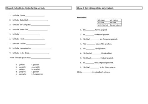 German Tense Practice Sheets Past Present And Future Teaching Resources