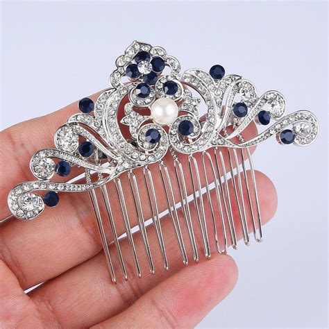 Ever Faith Silver Tone Austrian Crystal Wedding Cream Simulated Pearl Flower Wave Hair Comb