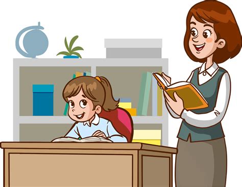 Teacher And Students Are Studying In The Classroom Cartoon Vector