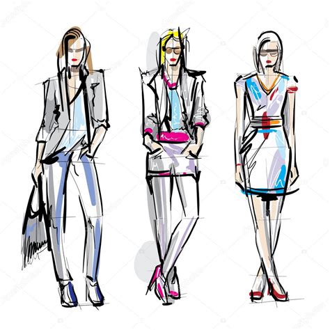 Fashion models sketch | Fashion models. Sketch — Stock Vector ...