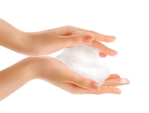 Premium Vector Beautiful Female Hands With A Soap Foam And Bubblies