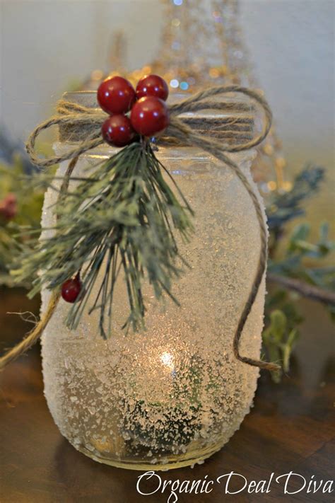 Snow Covered Mason Jar Candle Holder Christmas Mason Jars Xmas