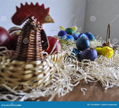 Unique Hand Painted Easter Eggs In Basket Stock Image Image Of Unique
