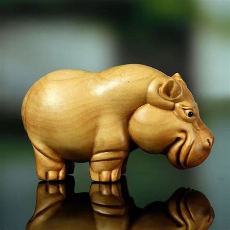 Wood Hippo Carving Hippo Animal Miniature Solid Wooden Hippo Etsy