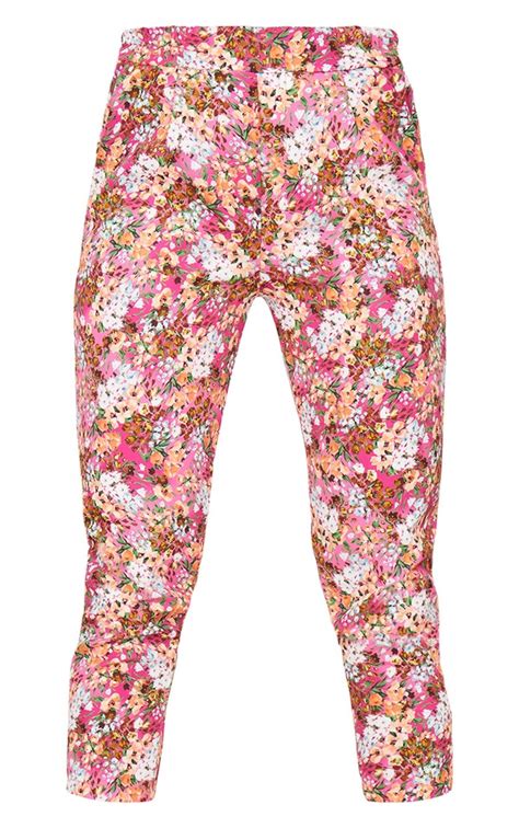 Pink Ditsy Floral Cigarette Trousers Prettylittlething