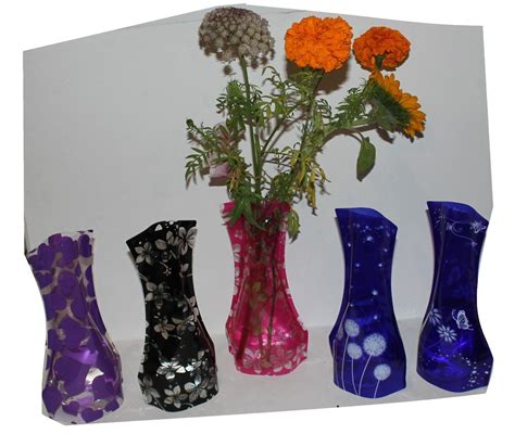 Set 5 Plastic Foldable Flower Vases Great For Party Catering Reusable