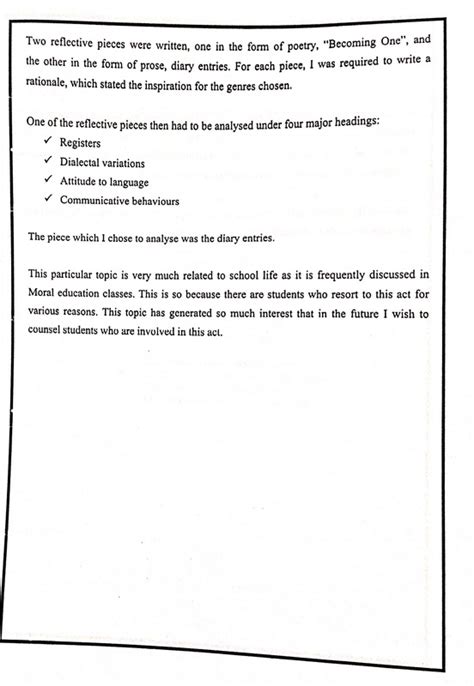 Example Of Reflection 2 English Sba Edited Notes For
