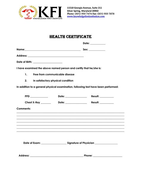 Health Certificate Form Pdf Docdroid