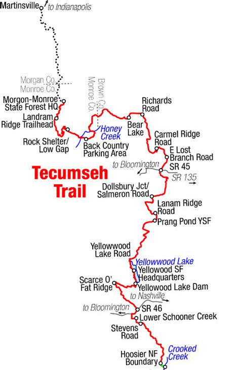 Tecumseh Trail Section Map Knobstone Hiking Trail Association