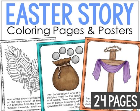 The Easter Story Coloring Page Activity Homeschool Printable Etsy