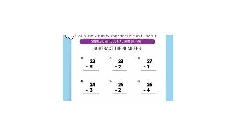 Double Digit Subtraction Worksheets for Grade 1 - Free Printable Inside