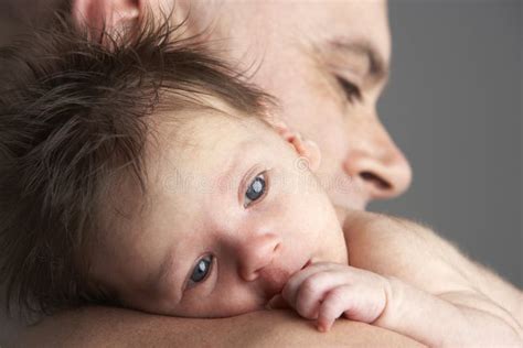 Father Hugging Newborn Baby Stock Photo Image Of Cuddling Modern