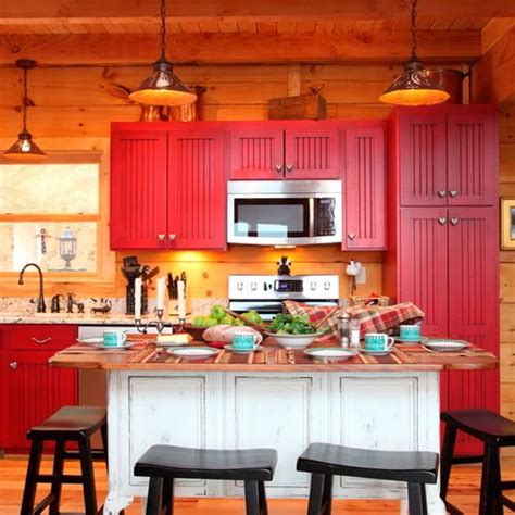 Rustic Kitchens Red Cabinets Kitchen Design Ideas And Remodel Pictures