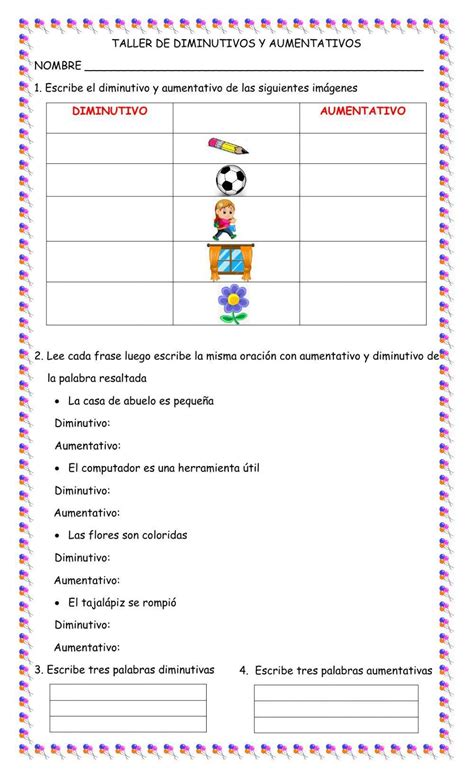 Aumentativo Y Diminutivo Worksheet Live Worksheets