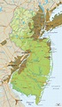 Physical Map of New Jersey State, USA - Ezilon Maps