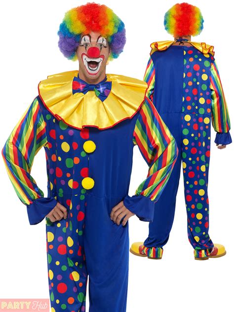 Mens Deluxe Clown Costume Adults Circus Fancy Dress Funny Novelty