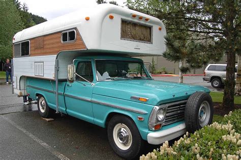 1968 Ford Pickup Truck With A Classic Chinook Camper Shell Mounted In