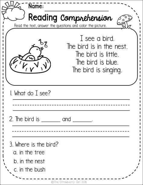 Kindergarten Reading Comprehension Passages Spring Reading
