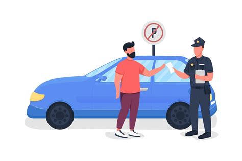 Policeman Giving Parking Fine Semi Flat Color Vector Characters 3431349