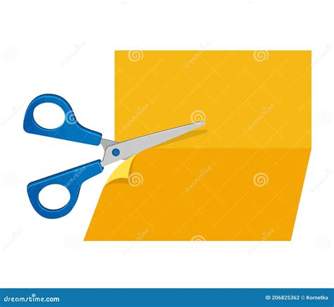 Scissors Cut Orange Paper Scissors Cutting A Paper Sheet In Two Parts