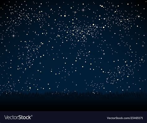 Starry Sky With Blue Glow Shining Stars Dark Sky Vector Image