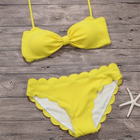 New Bikinis Women Yellow Brazilian Bikini Set Sexy Swimsuit Bikinis Low
