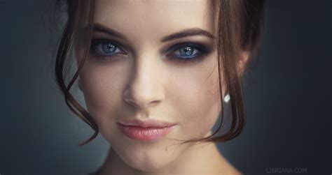 Face Women Model Portrait Blue Eyes Brunette Photography Closeup