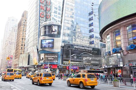 Taxis On 7th Avenue At Times Square New York City High Res Stock Photo