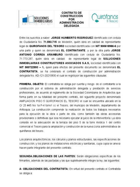 121 Qet Piso 5 Contrato Construccion Por Administracion Delegada Pdf