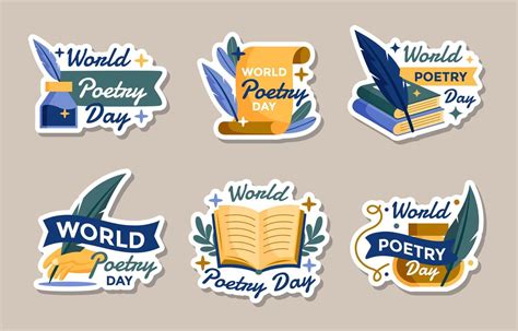 World Poetry Day Stickers Set 8320914 Vector Art At Vecteezy