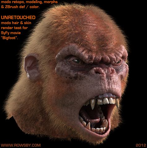 Syfy Movie Bigfoot Head Asset Zbrush Uvs Deformations Color