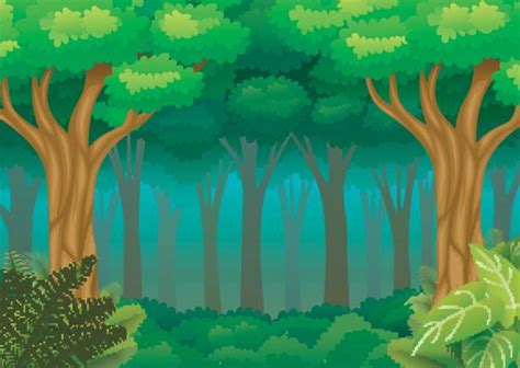 Cartoon Of A Deep Dark Forest Illustrations Royalty Free Vector