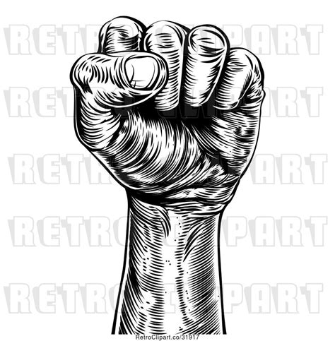 Vector Clip Art Of Engraved Propaganda Fist By Atstockillustration 31917