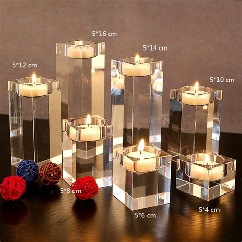 5 4 6 8 10 12 14 16cm Crystal Glass Candlestick European Style Wedding Party Candle Holders Home