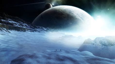 White And Black Planets Planet Ice Hd Wallpaper Wallpaper Flare