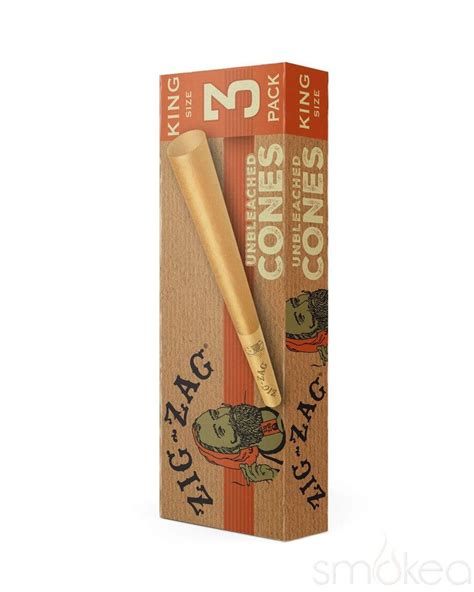 Zig Zag Unbleached King Size Pre Rolled Cones 3 Pack Smokea