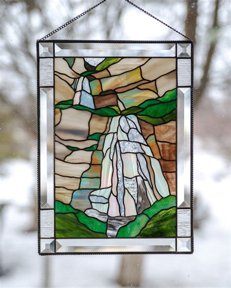 Waterfall Stained Glass Panel T For Mom Custom Stained Etsy