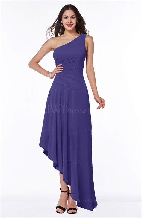 Royal Purple Simple Asymmetric Neckline Sleeveless Half Backless