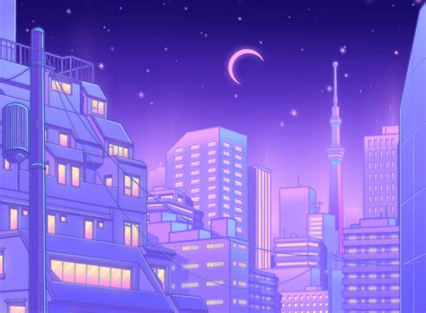 Tokyo Nights Anime Scenery Wallpaper Vaporwave Wallpaper Scenery