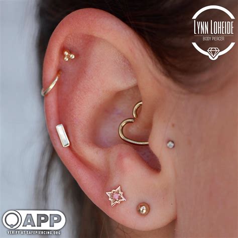 Healed Second Lobe With Sleeping Goddess By Lynn And Other Piercings Curated With Body Gems And