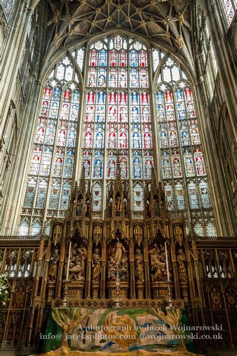 Gloucester Cathedral Inside Altar And Stained Glass Gloucester