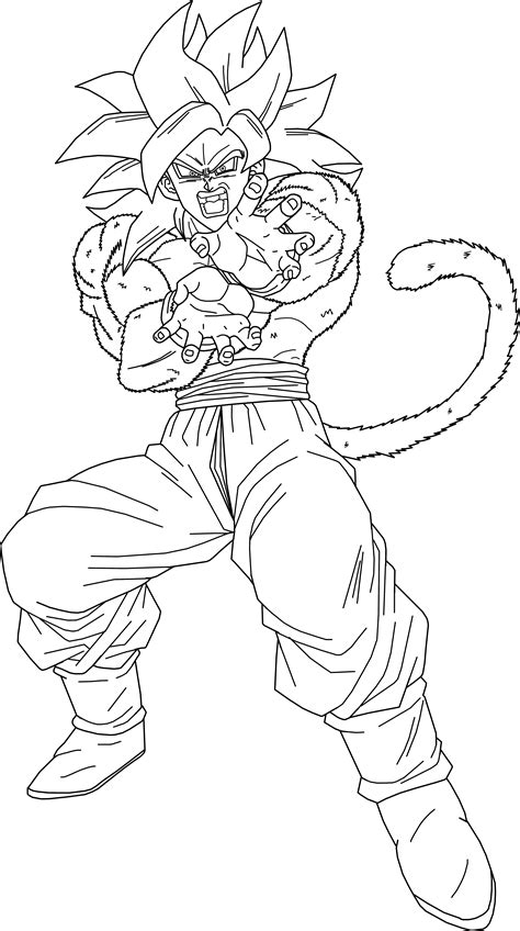 Super Saiyan 4 Goku Lineart By Brusselthesaiyan On Deviantart