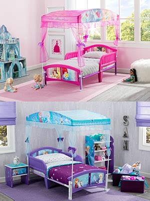 Decals featuring anna and elsa, and more decorate the headboard and footboard. Amazon.com : Delta Children Canopy Toddler Bed, Disney ...