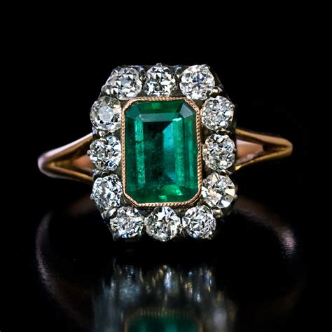 Antique Russian Emerald And Diamond Engagement Ring Antique Jewelry