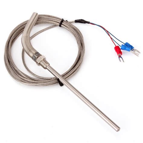 Jual Rtd Pt100 Temperature Sensor 2m Cable 100mm Probe 3 Wires 50~400c