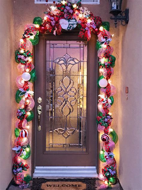 Front Door Christmas Garland With Lights Christmas Door Etsy