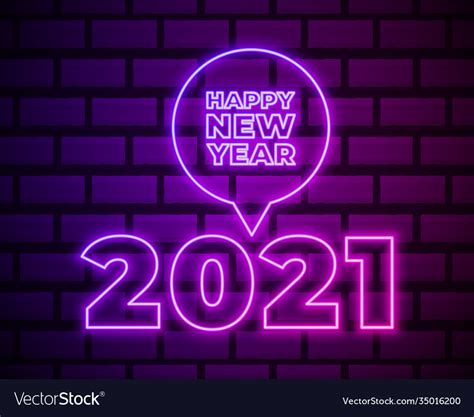 2021 Neon Text 2021 New Year Design Template Vector Image